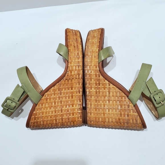 Kate Spade "Dancer" green preppy wedge sandal, size 7.5M - Picture 7 of 16